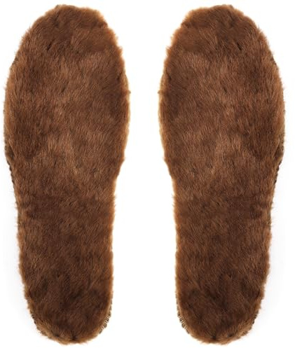7STROBBS Thermal Sheepskin Insoles, Thick Wool Fleece Insole for Women Men Kids, Warm Inserts for Winter Shoes, Slippers, Snow Boots Brown UK 7