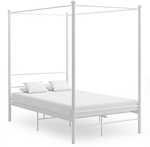 YuuSsea Himmelssäng vit metall 120 x 200 cm, robust sängram för sovrum, elegant plattformsäng, hållbara sovrumsmöbler