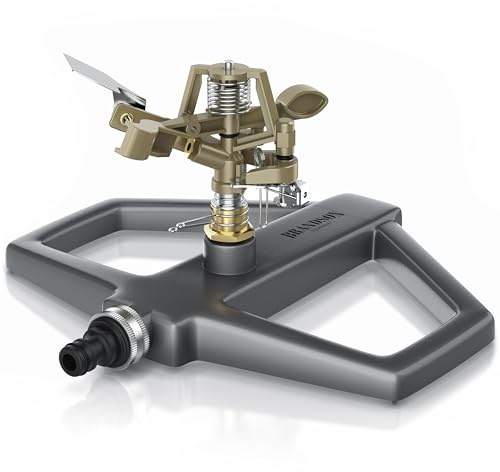 Brandson - Rasensprenger Impulsregner Metall – Intervall Sprinkler – Kreisregner – große Flächen bis 314 m2 – 20 m Reichweite - Bewässerungssystem – Schnellkupplung 3/4 Zoll auf 1/2 Zoll