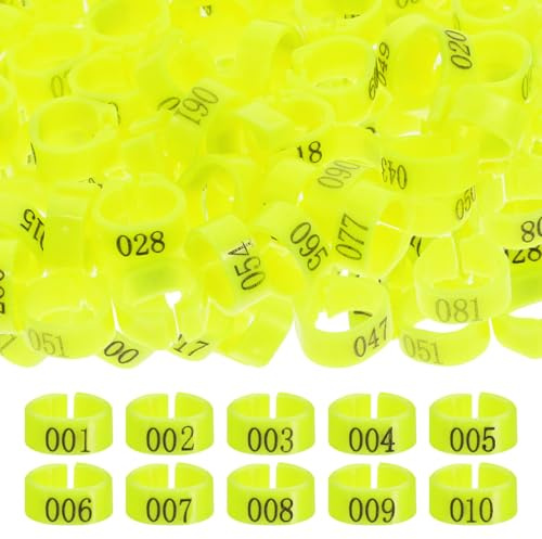 Cabilock Anillos Numerados para Patas de Pájaros Pequeños y Pollitos, 100 Piezas de Plástico PP Reutilizables Numeración Clara para Granjas Avícolas