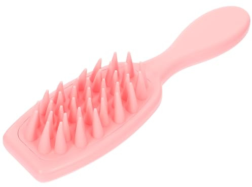 Angoily Cepillo Masajeador Cuero Cabelludo y Champú, Cepillo Exfoliante con Cerdas Suaves, Tamaño Cómodo, Color Rosa, para Limpieza Profunda y Cuidado del Cabello Hogar
