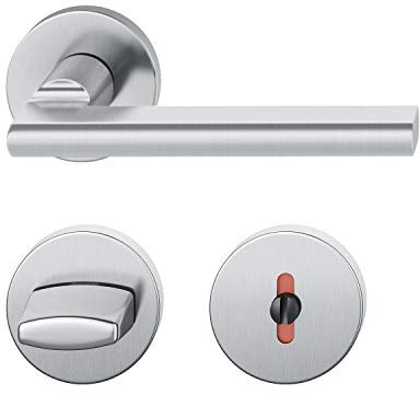 FSB Drückergarnitur 12 1035 ASL auf Rosette WC DIN, Edelstahl matt