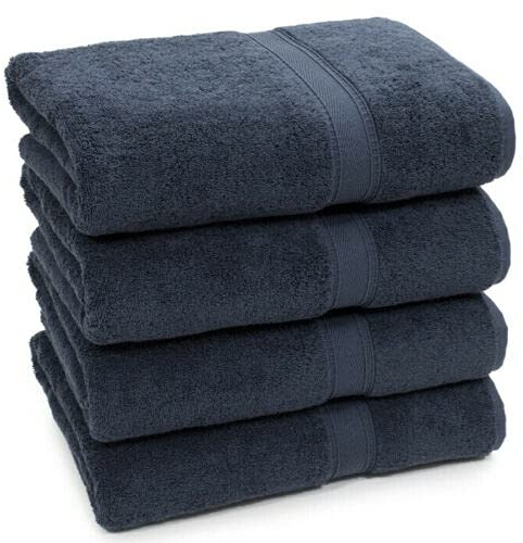 Nausha Pack of 4 Bath Towels 100% Egyptian Cotton Towels Set Super Soft and Highly Absorbent Towels 500 GSM (Grey)