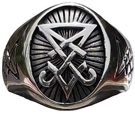 PikaLF Anello di Lucifero per gli uomini, anello del demone di Satana Lucifero, sigillo dell'anello di Lucifero, anello con sigillo di Satana, anello simbolo del teschio del diavolo (27)