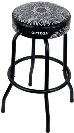 Ortega Guitars gepolsterter Stage Hocker – für Bühne, Bar, Studio, Showroom – 76 cm Höhe – White Kaleidoscope (OBS30-WHKC)