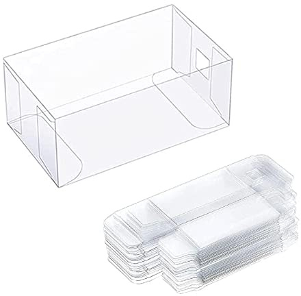 TopHomer 100 st genomskinliga glasspinnslådor för kakor, PET-glasslådor, 9,74 x 5,5 x 1,5 tum genomskinliga godislådor bakverksbehållare för kök bakning bröllop, barn födelsedagsfest presenter