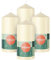 Bolsius Velas de pilar - Marfil - Paquete de 4-12 x 6 cm - Velas decorativas para el hogar - Larga duración de combustión de 33 horas - Sin perfume - Cera vegana natural - Sin aceite de palma