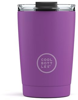 Cool Bottles - Tumbler - Vaso Térmico de Acero Inoxidable - 330 ml - Vivid Violet - Taza de Café - Altura 14 cm - Bebidas Frías 10 horas y Calientes 5 horas - Tapa Hermética - Libre de BPA