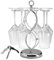CXRYLZ Wine Glass Holder with Bottle Openers, Glasses Drying Rack and 1pcs Corkscrews, Elegant Silver Hanging Stand 6 Hooks Cup Storage Organiser for Kitchen Bar