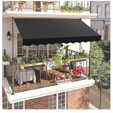 SHUITUKOUU Tenda da Sole Retrattile Tenda da Balcone for terrazza Solarium Regolabile in Altezza Senza forare, Tenda da Balcone con Morsetto, con manovella (Size : W400cm(157.48in))