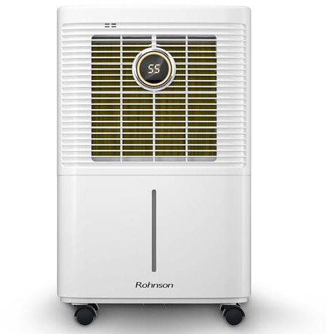 Deumidificatore Rohnson - 12L/Giorno, Per 60 m², Serbatoio 2L, Silenzioso 36dB, 2 Velocità, Filtro Antipolvere, Facile da trasportare, Timer, Ionizzatore, Bucato, Scarico Continuo, Umidità 30–80%