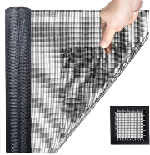 Thinkahead Fenstergitter-Ersatz, Fiberglas-Siebmaterial, Netzrolle, 91,4 cm x 30,5 m, langlebig, einfach zu installieren für Veranda, Tür, Terrasse, Hausfenster, Pools, DIY-Projekte, Anthrazit