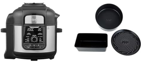 Ninja Foodi MAX Multi-Cooker [OP500UK], 9-in-1, 7.5L, Electric Pressure Cooker and Air Fryer & Non-Stick Loaf Tin, Cake Tin & Crisper Tray Bakeware Set