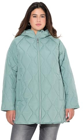 Ulla Popken Damen große Größen Übergrößen Plus Size HYPRAR Long-Steppjacke, wasserabweisend, 2-Wege-Zipper