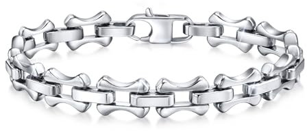 VNOX Armband Herren Edelstahl Silber : Geschenk für Ihn Armbänder Gliederarmband 23cm, Geschenk für Papa Männer Ehemann Sohn, Armband für Bruder Vatertag Geburtstag 23cm