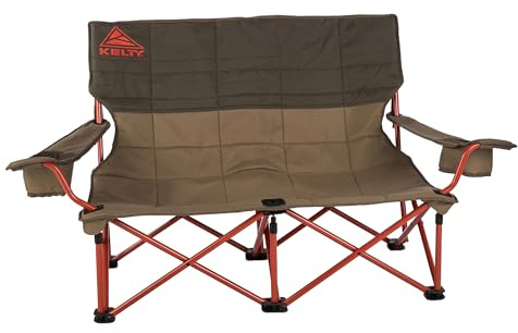 Kelty Low Loveseat Oversized 2-Person Heavy Duty Folding Camp Chair, Double Seat for Soccer Games, Tailgating, Beach Days (Low Height/Bungee)