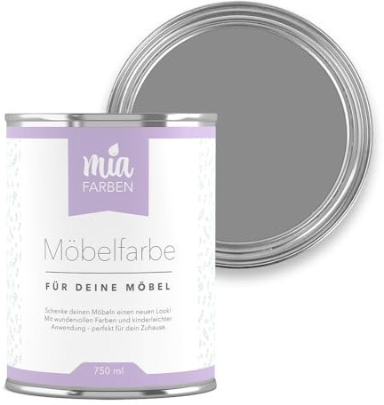 miafarben Möbelfarbe für Holz 750ml, Kreidefarbe, Möbellack ohne schleifen, Kreidelack (Natürliches Felsengrau)