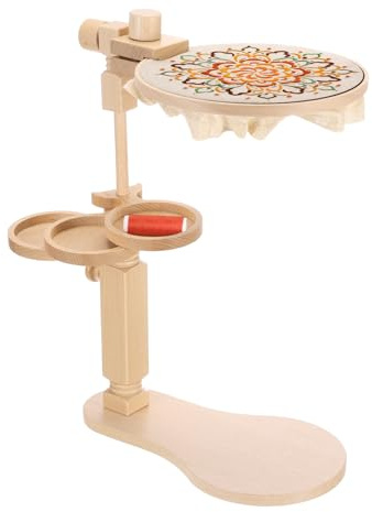 PATIKIL Embroidery Hoop Stand, Adjustable Rotated Beech Wood Cross Stitch Stand Holder with Built-in Storage Tray for DIY Art Craft, Sewing, Needlework Projects