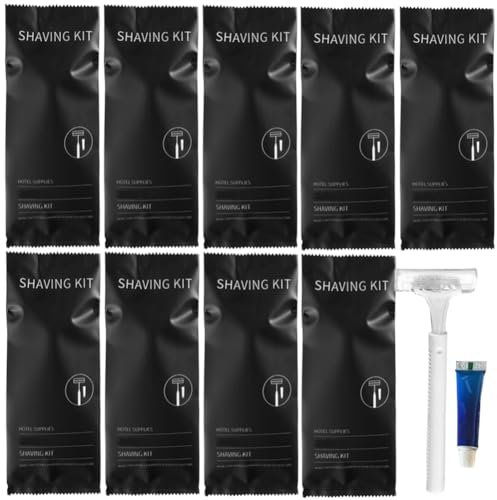 Confezione da 10 rasoi usa e getta da viaggio confezionati singolarmente con crema da barba; puliti e igienici; rasoio multiuso per hotel privato; set di rasoi portatili per casa, hotel, viaggi, uso