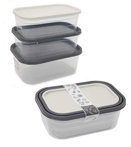 BH | 3 in 1 Food Storage Containers Set | 1800ml + 1250ml + 880ml | BPA-Free | Clear | Nesting Design | Plastic Food Storage Box For Home, Office, Kitchen, School Lunch and Pantry - by BEST HOUSE