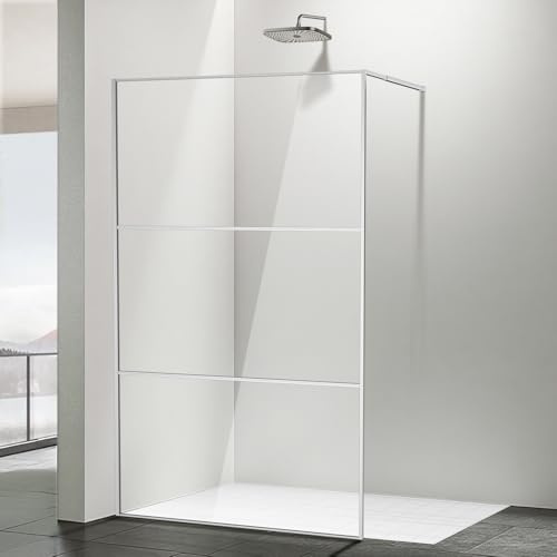 Jaxguom Walk-in duschvägg 120 × 200 cm silver, 5 mm härdat säkerhetsglas med aluminium helram, 0–10 mm justeringsområde, vänster/höger monterad duschavskiljare