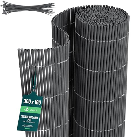 VOUNOT® Canniccio PVC Frangivista Recinzione 160x300 cm, Doppia Faccia Ultra Rinforzata con Fascette di Fissaggio, Resistente ai Raggi UV e Intemperie per Balcone, Giardino e Terrazza, Antracite