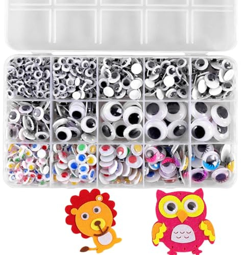 Generico Adesivi Adesivi per Occhi Mobili - per Bulbi Oculari in Bianco E Nero, Artigianali per Scrapbooking, Finti Autoadesivi con Ciglia, per Occhi Finti | Carte Bambole B