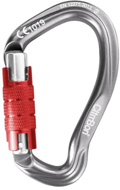 ClimBon karbinhake billås och skruv-L UIAA CE certifierad 23 kN 7075 aluminium D- form klätterkarbinhake för klättring bergsklättring räddning camping utomhus