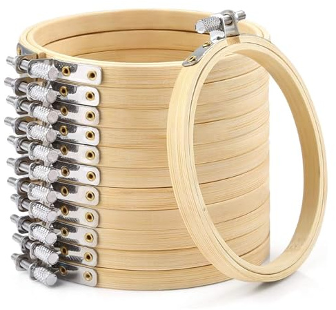 Caydo 12PCS 10cm rond brodé cadre Mini bambou cercle croix point Hoop anneaux