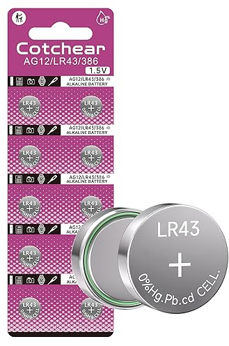 Cotchear 10pcs LR43 Batteries 1.5V AG12 Button Cell Battery L1142 SR43 SR43 260 386 Battery for Watch Toys