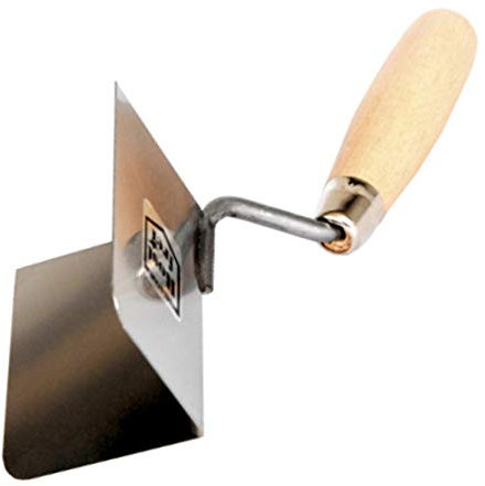 Toolty Stainless Steel Lining, Plastering Trowel - External Corner Trowel - 80x60mm - Wooden Handle - for Brickwork and Plastering - DIY - TLTY-0801