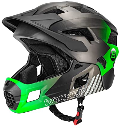 ROCKBROS Kids Bike Helmet Adjustable Detachable Full Face Bike Helmet for Children Bicycle, Skateboard, Scooter, Protective Gear