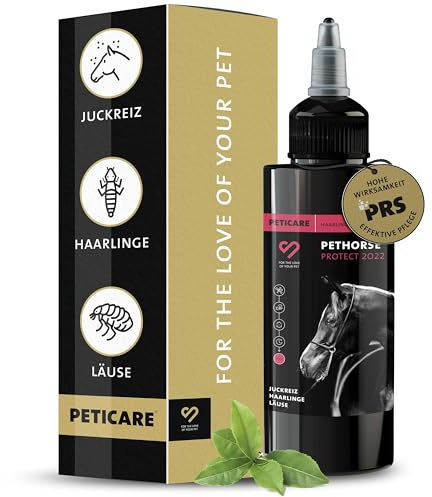 Peticare Anti-Läuse & Haarlinge Spray für Pferde | Spezial-Mittel lindert effektiv Juckreiz & unterstützt Regenerationsprozess | einzigartiges PRS® System für Lange Wirkung – petHorse Protect 2022