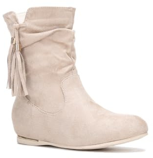 La Modeuse - Mocka stövlar med kilklack och rund tå, Beige färg, 39 EU