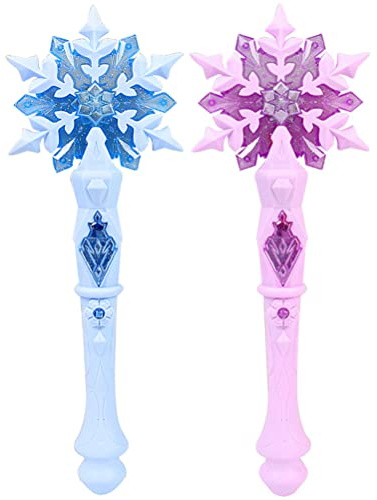 SAFIGLE Bacchetta magica a forma di fiocco di neve a LED, giocattolo con suono per bambini, per cosplay, regalo di compleanno, per bambini, ragazze, blu, rosa