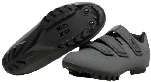 O'NEAL | Mountainbike-Schuhe | Cross-Country, Gravel MTB | Verstellbarer, sicherer Verschluss mit 3 Klettverschlussriemen | CROSS 2 SPD Shoe | Erwachsene | Grau Schwarz | Größe 41