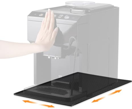 AIEVE Unterlage Silikonmatte für Kaffeemaschine Kaffeevollautomat Kaffeemühle für De Longhi Magnifica Philips LatteGo,Ninja Airfryer AF400eu,48 x 30 cm Silikonunterlage Leicht zu verschieben (Schwarz)