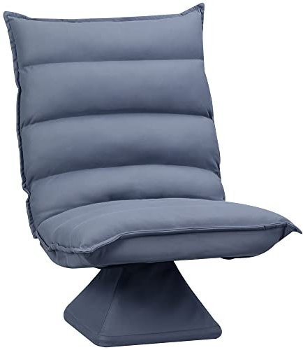 HOMCOM Bodensofa Bodenstuhl mit Verstellbarer Lehne, Drehbarer Meditationsstuhl, Relaxsessel für Wohnzimmer, Büro, Mikrofasertuch, Grau, 62 x 70 x 95 cm