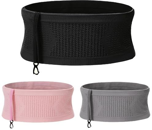 Yeria Multifunktionale Hüfttaschen Strick Hüfttasche Atmungsaktive Verdeckte Bauchtasche Laufgürtel für Handy Herren Lauftasche Damen Stylisch für Fitness Sport Wanderung (Schwarz, L)