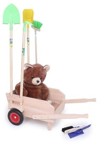 Holzspielzeug Peitz Kinder-Schubkarre aus Naturholz | Sackkarre mit 2 Rädern für kleine Gärtner & Handwerker 4025