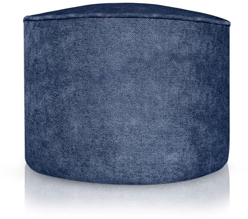 Aiire Sitzhocker Grau Runder 45x30 cm - Pouf Hocker, Sitzpouf, Hochwertiger, Pflegeleichter Sitzpuff - Sitzsack Fußstütze oder fußhocker für Wohnzimmer und Schlafzimmer Blau