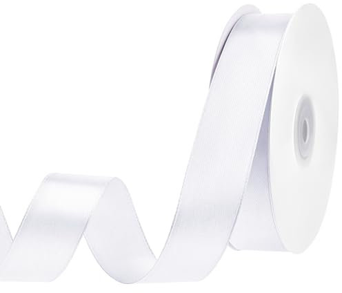 woric 45 m Satinband Weiss, 25 mm Geschenkband Weiß Schleifenband Hochzeit Dekoband Weißes Band für Kommunion Deko Hochzeit Geburtstag Taufe Ostern Geschenkband Breit