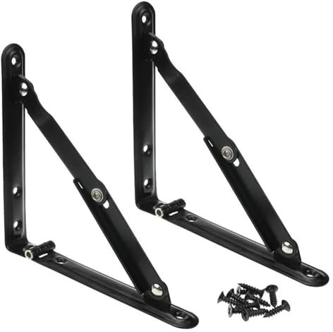 YMYGCC 2PCS 6/8 Zoll Klapp Regal Klammern Heavy Duty Eisen Zusammenklappbare Racks Wand Montiert Aktivität Unterstützung Rahmen Möbel Hardware(8inch)
