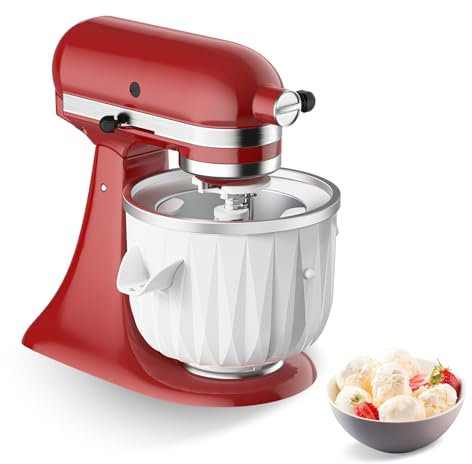 Ice Cream Maker Attachment for KitchenAid Stand Mixer, Ice Cream Bowl Compatible with 4.5Qt and Larger Stand Mixers, Ice Cream & Sorbet Gelato Maker Attachment Makes 2-Quart Frozen Yogurt by Focollk