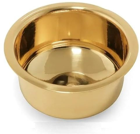 BRACOP® Brass Patila Indian Cooking Pot Home Kitchen Accessrioes Handmade Milk Pan Round Patila Bhaguna Traditional Cooking Bowl Container 1 Liter Patila