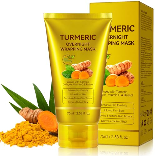 Maschera Avvolgente Di Notte Del Collagene Della Curcuma, Acido Kojic Curcuma Night Peel Off Mask -Delicato Sulla Pelle, Pe-lle Luminosa, Idratante, Nutre La Pe-lle Opaca, Pelle Rassodante Per - 75ML