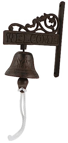 FUTUREORYY Campana De Puerta De Hierro Decorativa Rústica Estilo Vintage Manual para Jardín y Entrada Timbre De Bienvenida para Pared Única