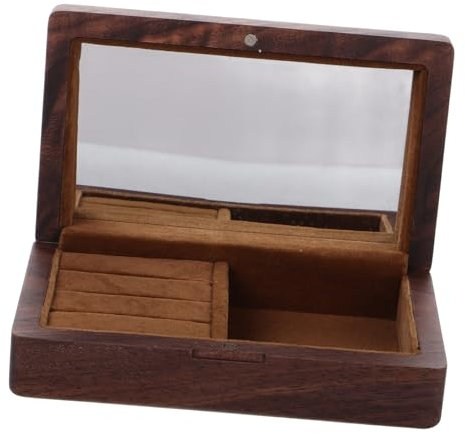 Yardenfun Scatola - in Legno Massello Scomparti Multifunzionali Per Design e Retrò Adatto Per Anelli Orecchini Collane e Viaggi Rivestita in Morbido