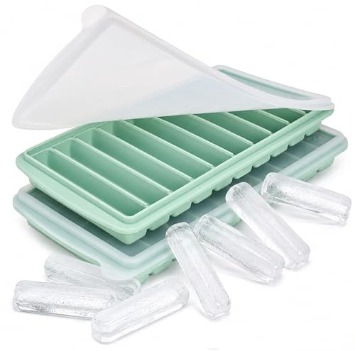 Bandeja de cubitos de hielo para botella de agua con tapa, molde largo y delgado para botellas de agua, bandeja de silicona sin BPA de fácil liberación, molde de hielo de grado alimenticio para