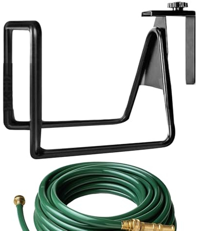 Soporte de manguera de agua – Percha de almacenamiento de manguera de agua de jardín de metal para Gardenv | Estante de organización de almacenamiento de tuberías que ahorra espacio para patio, sótano